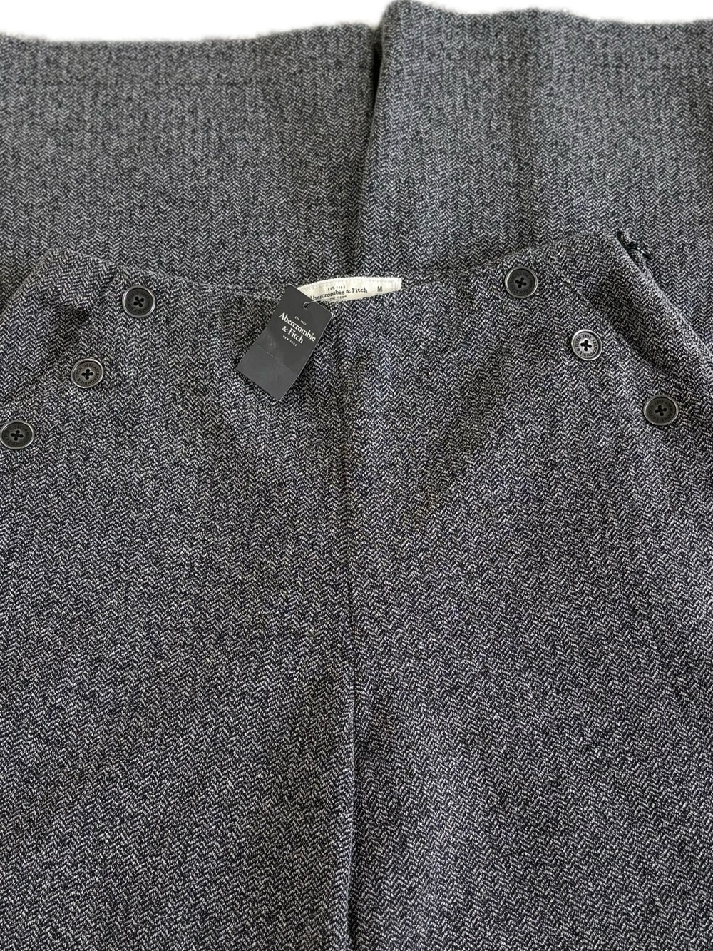 Abercrombie & Fitch Sloane Wide Leg Trouser Pants Gray Herringbone NWT Size M - Picture 4 of 7
